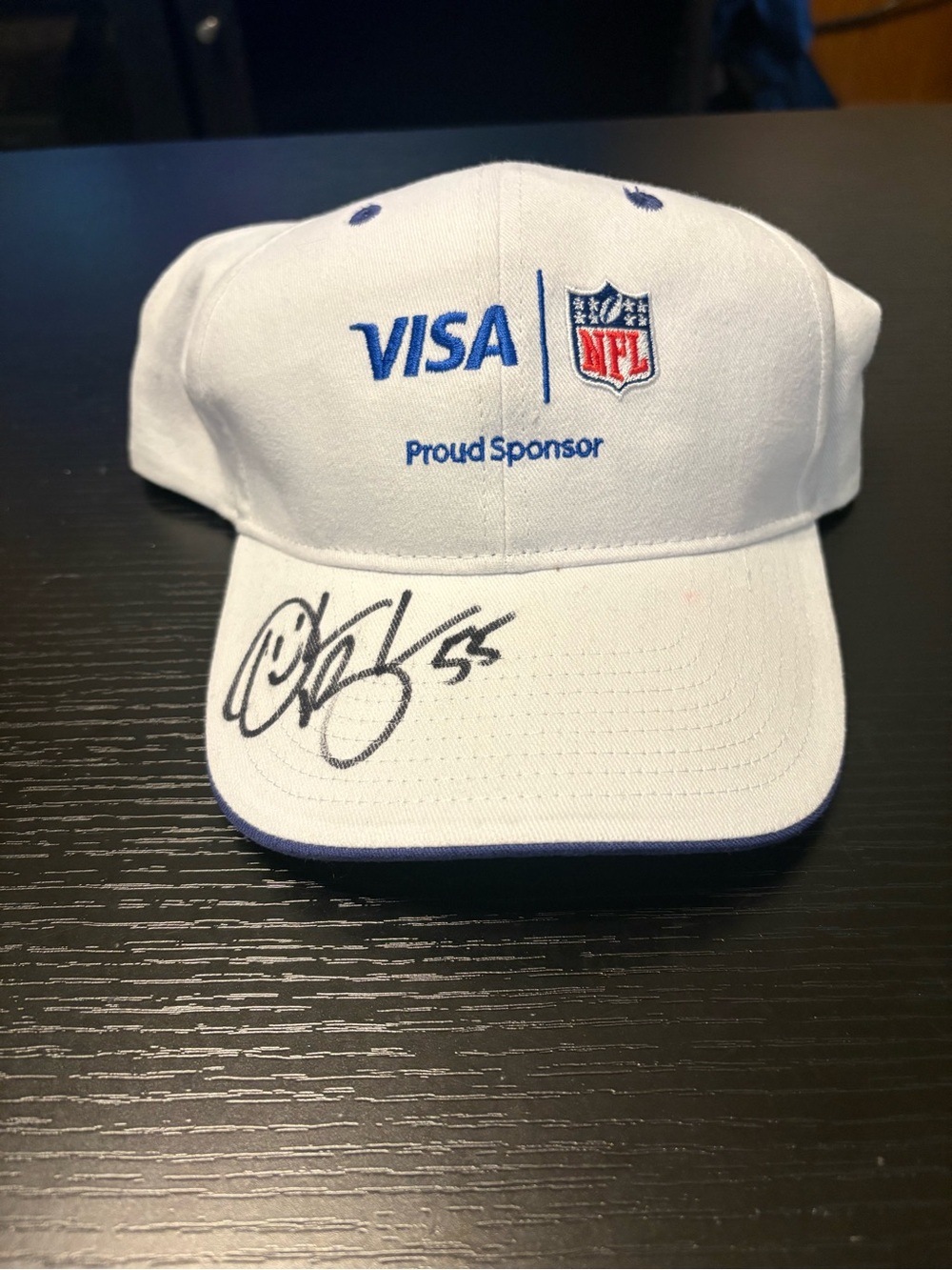 Visa Proud Sponsor of the NFL Autographed by Derrick brooks #55 strap back hat